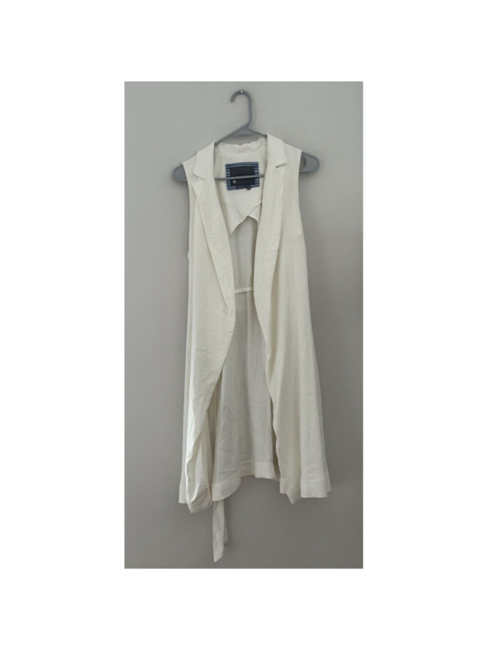 Anthropologie Draped Longline Vest White Wrapped Tie duster size XS/S bohochich